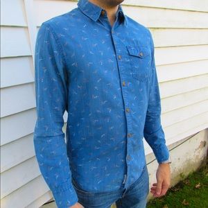 Indigo Pattern Button Down Shirt